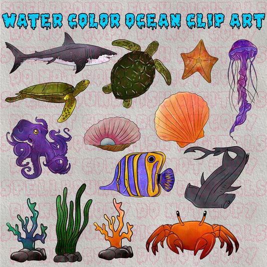 Watercolor Ocean clipart